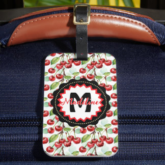 Étiquette À Bagage Cute Aquarelle Cerisier Motif personnalisé