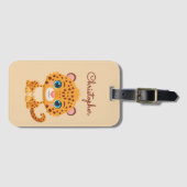 Étiquette À Bagage Cute Baby Leopard Safari Animal Kids (Devant Horizontal)