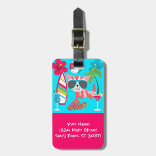 Étiquette À Bagage Cute Beach Bum Kitty Chat Lunettes de soleil Beach