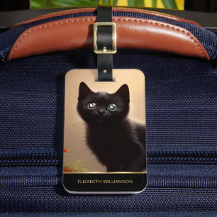 Étiquette À Bagage Cute Black Kitten AI Style photo