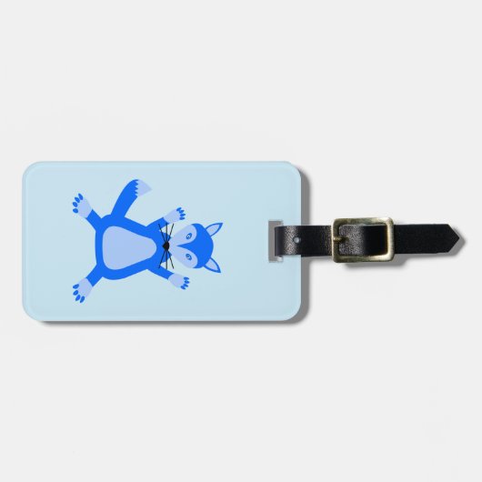 Étiquette À Bagage Cute Blue Baby Boy Fox Nom personnalisé (Devant horizontal)