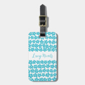 Étiquette À Bagage Cute Blue Minimalist Daisy Motif Floral Nom (Devant Vertical)