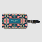 Étiquette À Bagage Cute Boho Nom Personnalisé Inspirivity Floral (Devant Horizontal)