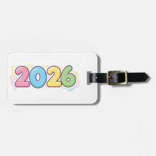 Étiquette À Bagage Cute Bubble 2026 Typographie – Pastel Gloss Candy