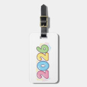 Étiquette À Bagage Cute Bubble 2026 Typographie – Pastel Gloss Candy (Devant Vertical)