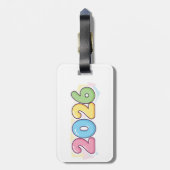 Étiquette À Bagage Cute Bubble 2026 Typographie – Pastel Gloss Candy (Dos Vertical)