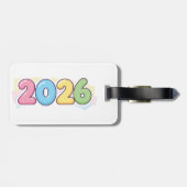 Étiquette À Bagage Cute Bubble 2026 Typographie – Pastel Gloss Candy (Dos horizontal)