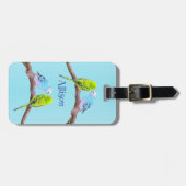 Étiquette À Bagage Cute budgie couple - personnalisable (Devant horizontal)