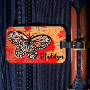 Étiquette À Bagage Cute Butterfly Watercolor Vintage Boho Ajouter un 