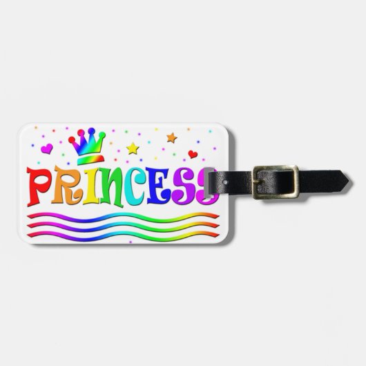 Étiquette À Bagage Cute caricature Clip Art Rainbow Princesse Tiara (Devant horizontal)
