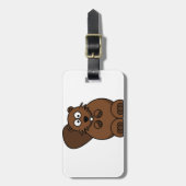 Étiquette À Bagage Cute Cartoon Beaver Funny Bois Animal (Devant Vertical)