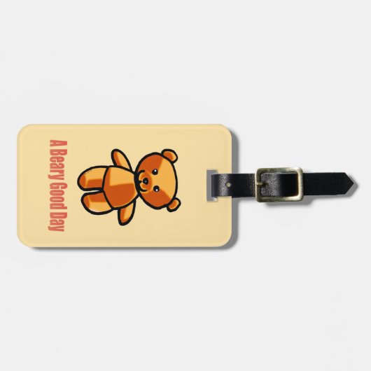 Étiquette À Bagage Cute Cartoon Teddy Bear Pun Illustration (Devant horizontal)