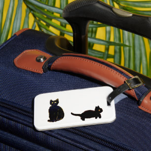 Étiquette À Bagage Cute Chat Art Chats Noirs