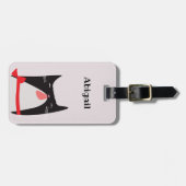 Étiquette À Bagage Cute Chat avec un dessin de Cravate Beau (Devant horizontal)