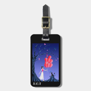 Étiquette À Bagage Cute chat & Ballerina à l'arbre de minuit