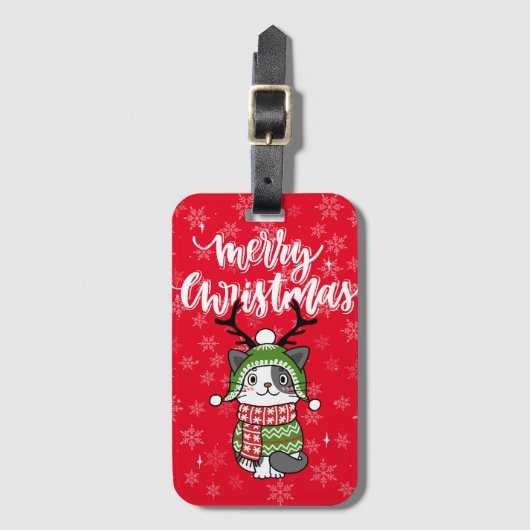 Étiquette À Bagage Cute Chat Noël Stocking fourchettes Galore (Devant Vertical)