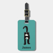 Étiquette À Bagage Cute Chat Noir Personnalisé (Devant Vertical)