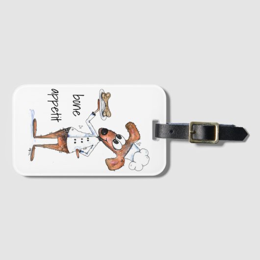 Étiquette À Bagage Cute chef de chien Whimsical (Devant Horizontal)