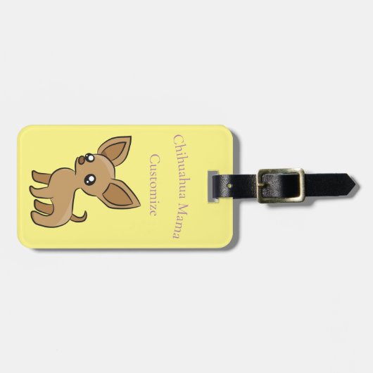 Étiquette À Bagage Cute Chihuahua Mama Art Thunder_Cove (Devant horizontal)
