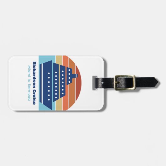 Étiquette À Bagage Cute Cruise Ship Famille Voyage Coucher de soleil (Devant horizontal)