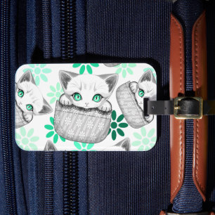 Étiquette À Bagage Cute de chat et pointe joueuse à partir d'une poch