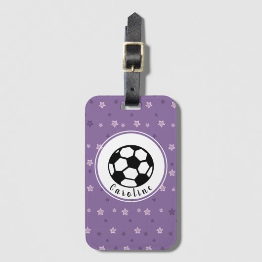 Étiquette À Bagage Cute Feminine Soccer Ball Design Cool personnalisé (Devant Vertical)