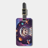 Étiquette À Bagage Cute Ferret Astronaut in Space (Devant Vertical)