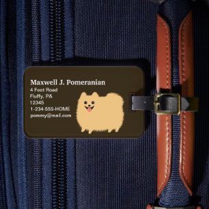 Étiquette À Bagage Cute Fluffy Pomeranian avec texte personnalisé