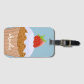 Étiquette À Bagage Cute fraise Bun personnalisé bleu (Devant Horizontal)