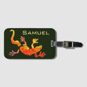 Étiquette À Bagage Cute gecko lézard nom animal illustration (Devant Horizontal)