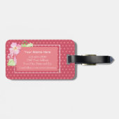Étiquette À Bagage Cute Girly Chic Rose Floral Monogramme initial (Dos horizontal)