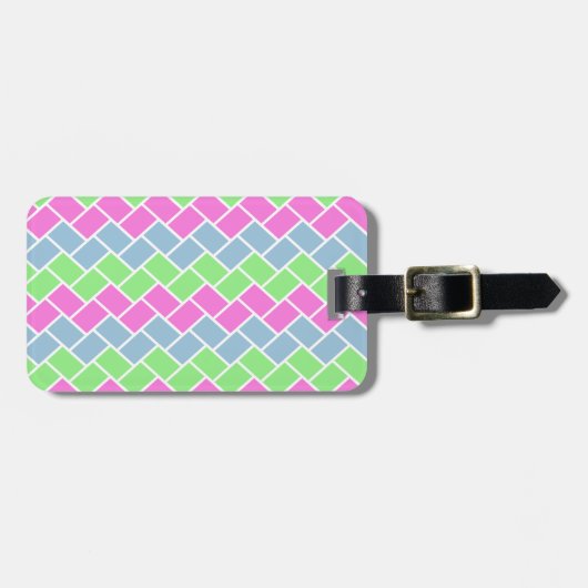 Étiquette À Bagage Cute girly tendance zigzag rectangles motif (Devant horizontal)