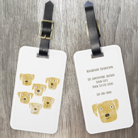 Étiquette À Bagage Cute Golden Labrador Retriever Dog Art Custom