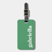 Étiquette À Bagage Cute Green Bold Typographie Nom personnalisé (Devant Vertical)