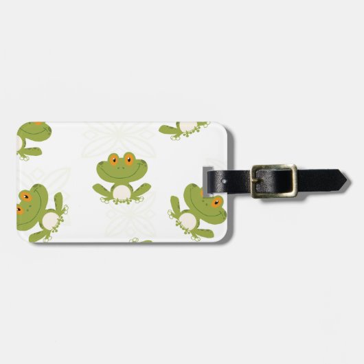 Étiquette À Bagage Cute Green Frog (Devant horizontal)