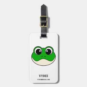 Étiquette À Bagage Cute grenouille souriante