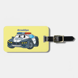Étiquette À Bagage Cute happy police car cartoon illustration