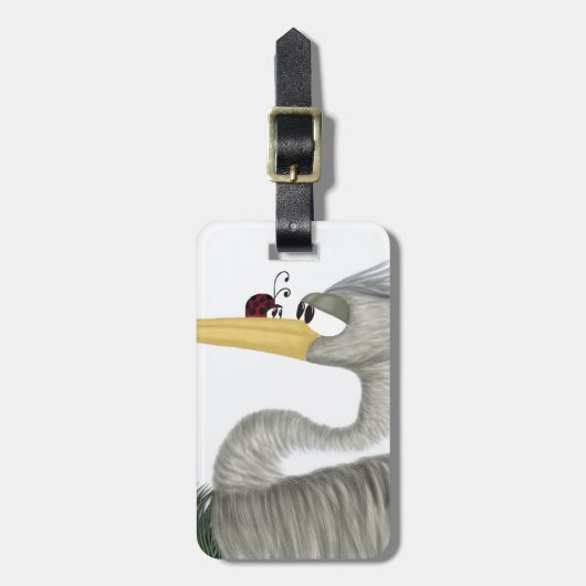 Étiquette À Bagage Cute Heron et Ladybug (Devant Vertical)