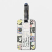 Étiquette À Bagage Cute Hipster Chats Motif (Dos Vertical)