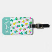 Étiquette À Bagage Cute Kawaii Cactus & Pots Succulents (Devant horizontal)