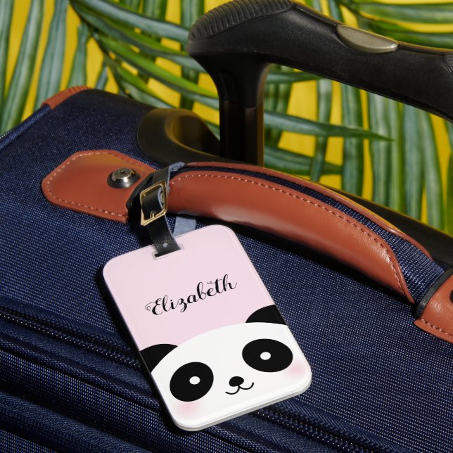 Étiquette À Bagage Cute Kawaii Dessin Panda Ours Personnalisé Nom Ros (Front Insitu 1)