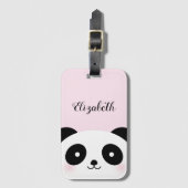 Étiquette À Bagage Cute Kawaii Dessin Panda Ours Personnalisé Nom Ros (Devant Vertical)