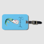 Étiquette À Bagage Cute Kitten Purrmaid - Fun Mermaid Design de chat (Devant Horizontal)