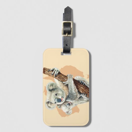 Étiquette À Bagage Cute Koala Maman et bébé (Devant Vertical)