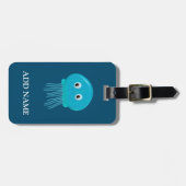 Étiquette À Bagage Cute méduse Cartoon Dans L'Océan Bleu (Devant horizontal)