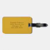 Étiquette À Bagage Cute Minimal Mustard Yellow Monogramme Nom complet (Dos horizontal)