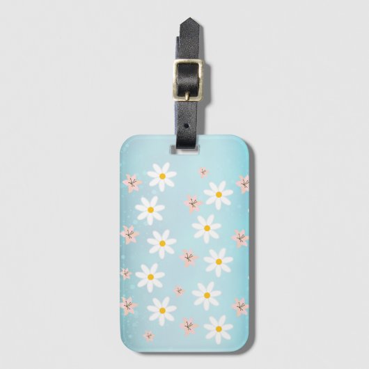 Étiquette À Bagage Cute Modern Daisy Fleur de lys Rustique transparen (Devant Vertical)