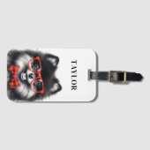 Étiquette À Bagage Cute Nerd rouge Pomeranian (Devant Horizontal)