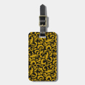 Étiquette À Bagage Cute noir doré motifs floraux sans couture Coque-M (Devant Vertical)