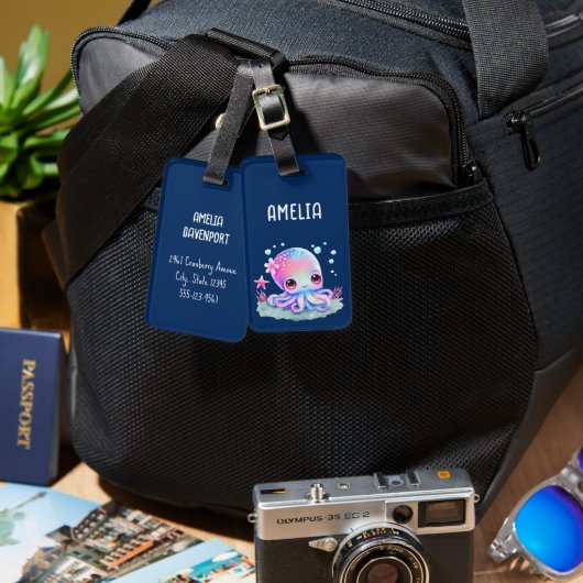 Étiquette À Bagage Cute Octopus Sea Creator (Recto & Verso)